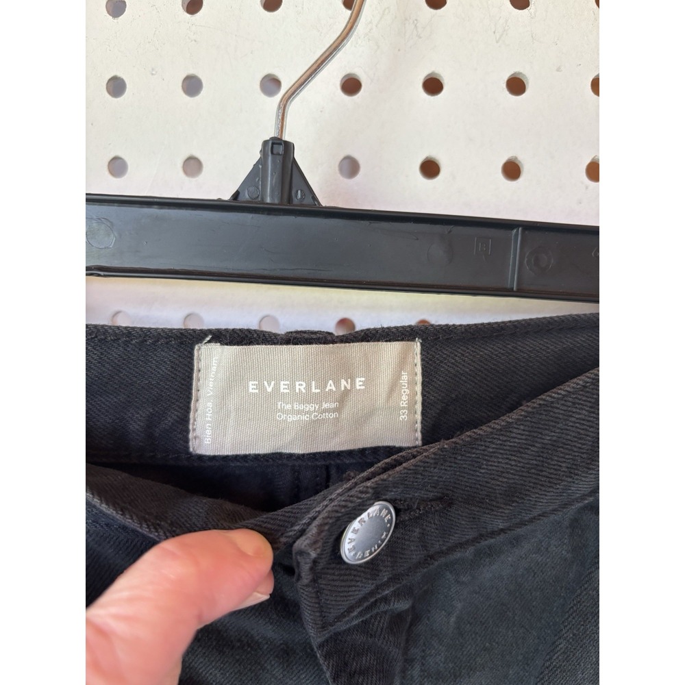 NWT Women's Everlane The Baggy High Rise Wide Leg Jeans Black Size 33 Reg - Picture 2 of 7